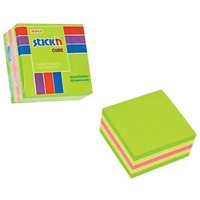 Notesy samoprzylepne - kostka stick´n, mix zielone neonowe ipastelowe - 51 x 51 mm